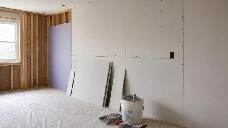 Moisture-resistant board and insulation staged before drywall closes the walls