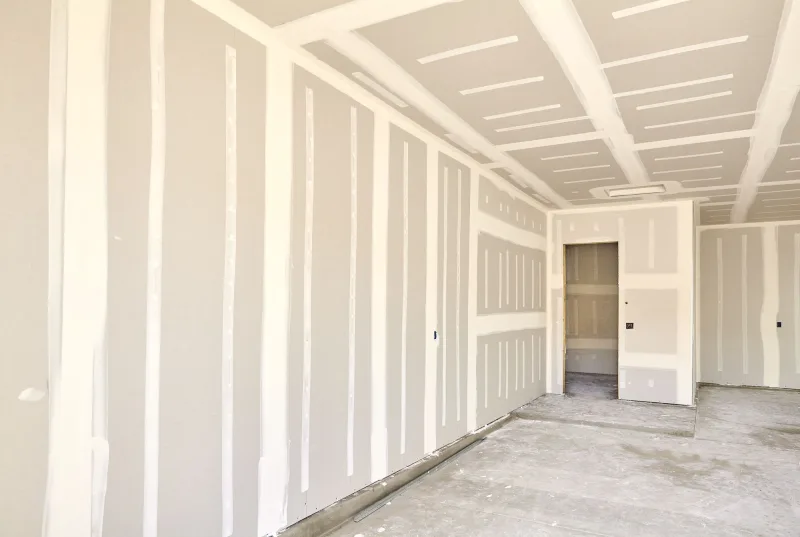 Taped and finished drywall seams on new walls and ceiling